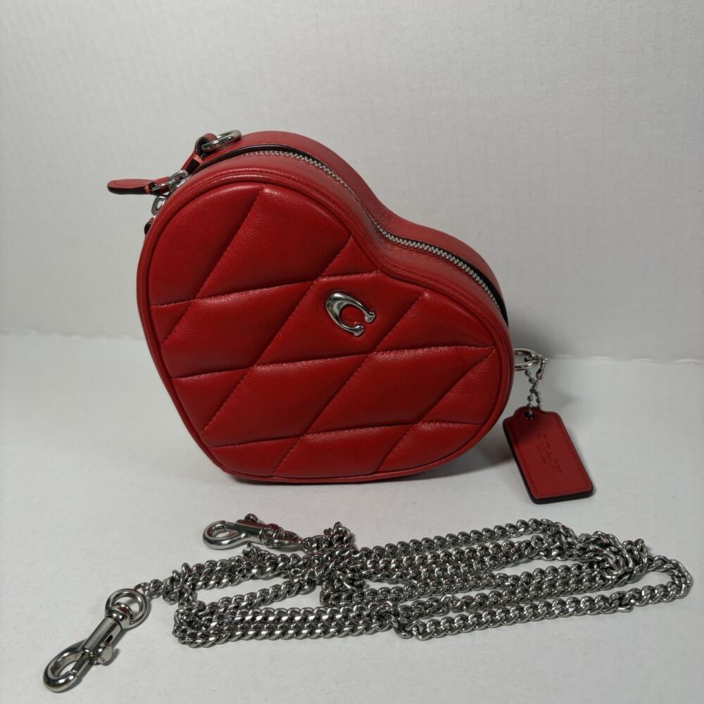 Coach Heart Mini Crossbody Bag – Red Quilted Leather